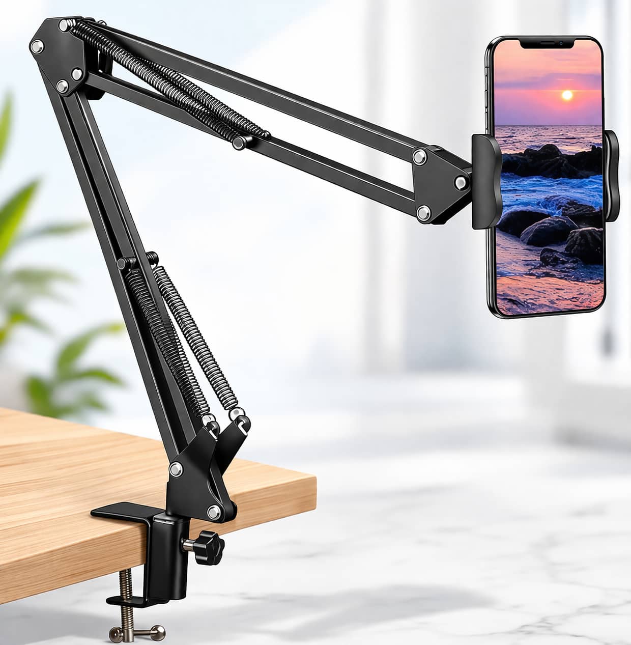 JannatWala Flexible Phone Holder Arm Stand with 360° Rotation, Adjustable Desk Clamp Mobile Holder for Bed, Table, Vlogging & Video Recording
