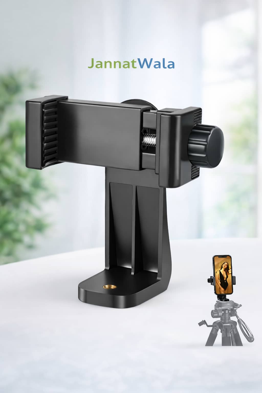 JannatWala 360° Adjustable Mobile Phone Holder | Universal Tripod Mount Adapter with Cold Shoe | Smartphone Clamp Stand for Video Recording, Selfie & Vlogging