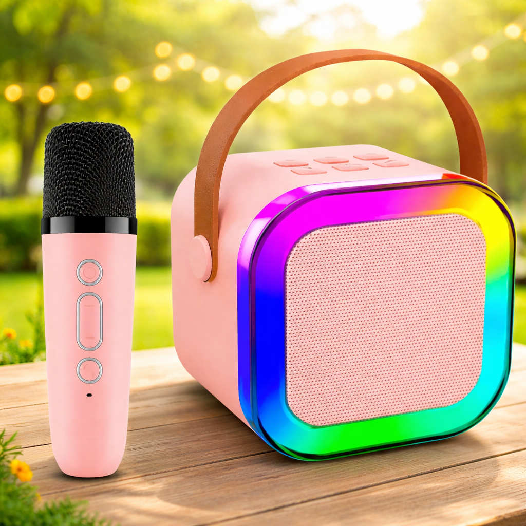 JannatWala K12 Portable Karaoke Speaker with Wireless Microphone, RGB LED Lights, Bluetooth 5.3, Rechargeable Mini Speaker for Singing, Kids Party & Home Entertainment